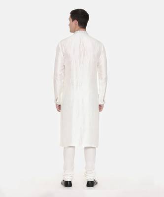 Ivory Silk Embroidered Kurta Set 5