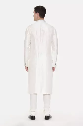 Ivory Silk Embroidered Kurta Set