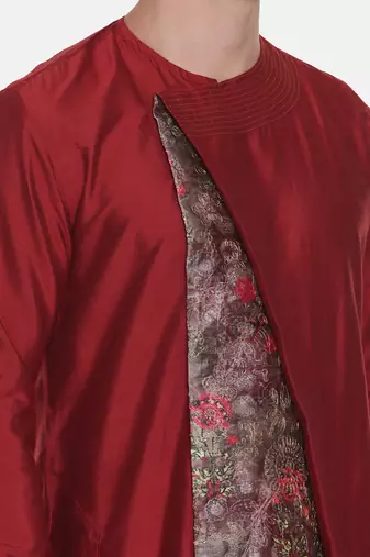 Silk Chanderi Printed Kurta Set