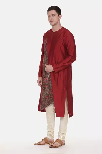 Silk Chanderi Printed Kurta Set