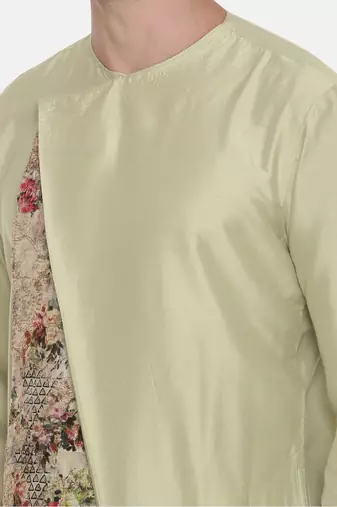 Silk Chanderi Printed Kurta Set