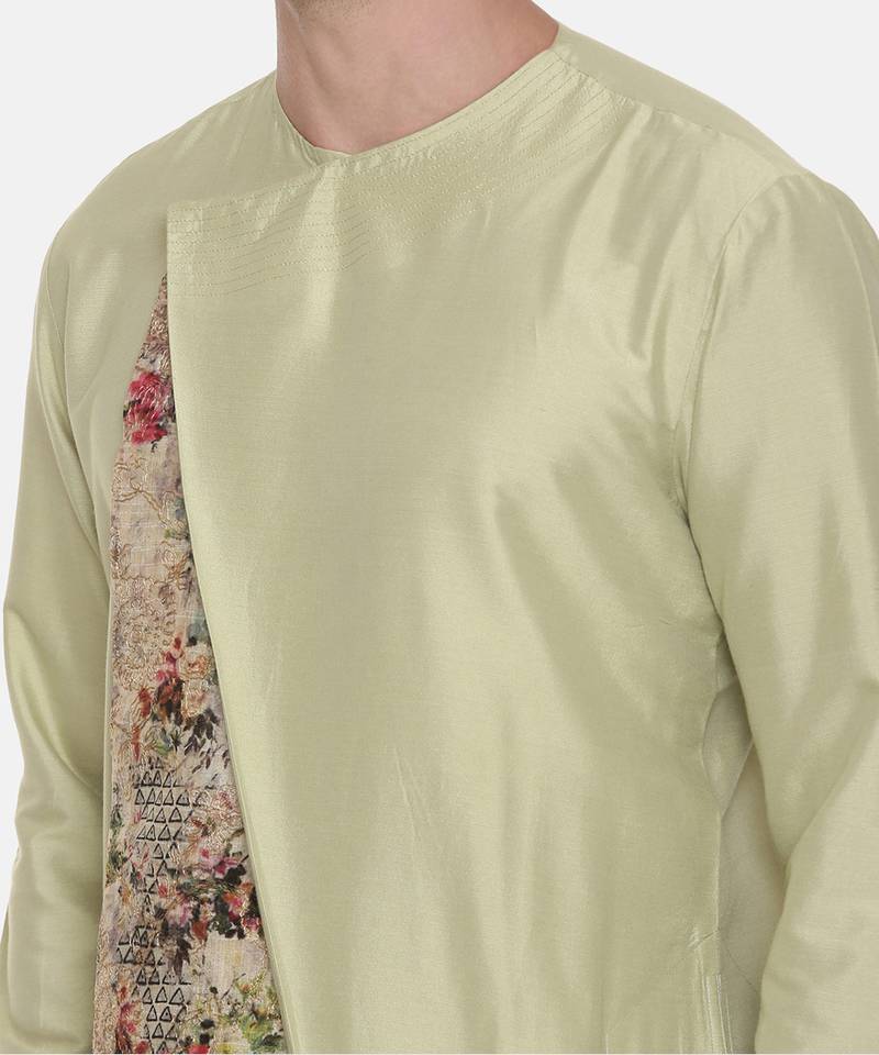 Silk Chanderi Printed Kurta Set