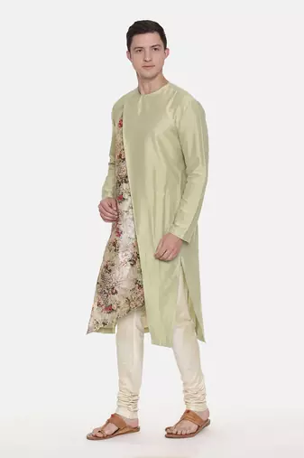 Silk Chanderi Printed Kurta Set