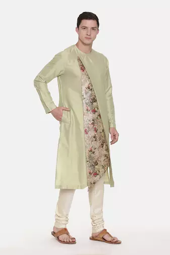Silk Chanderi Printed Kurta Set