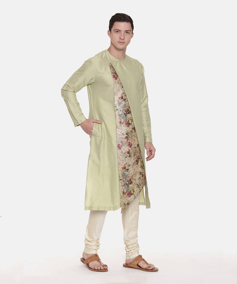 Silk Chanderi Printed Kurta Set