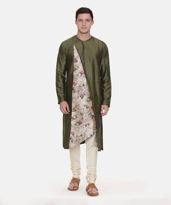 Silk Chanderi Printed Kurta Set 1