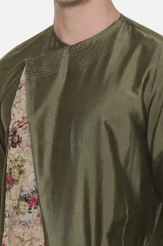 Silk Chanderi Printed Kurta Set