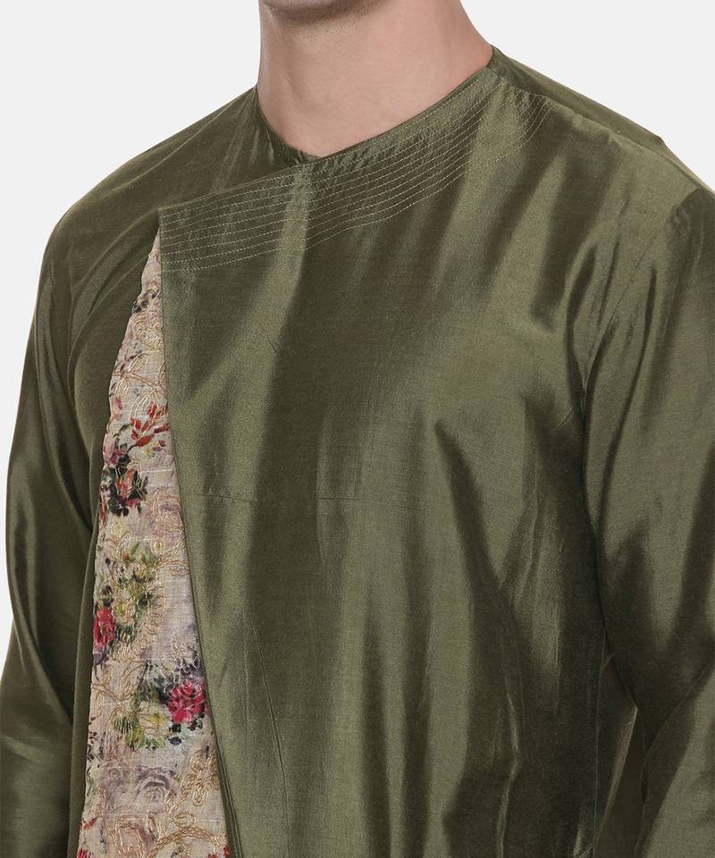 Silk Chanderi Printed Kurta Set