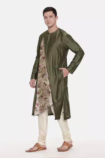 Silk Chanderi Printed Kurta Set