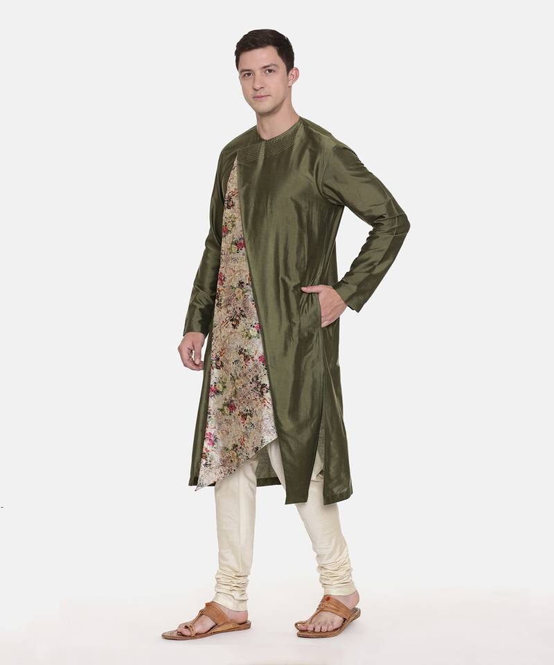 Silk Chanderi Printed Kurta Set