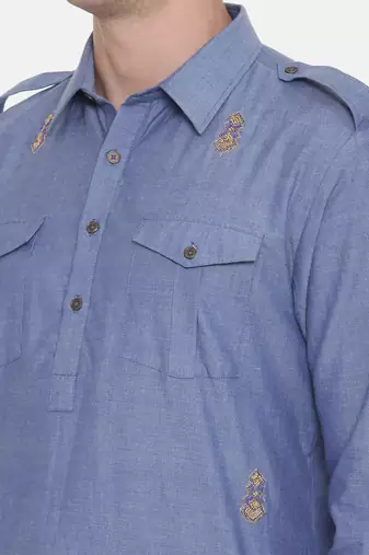 Pathani Blue Kurta Set