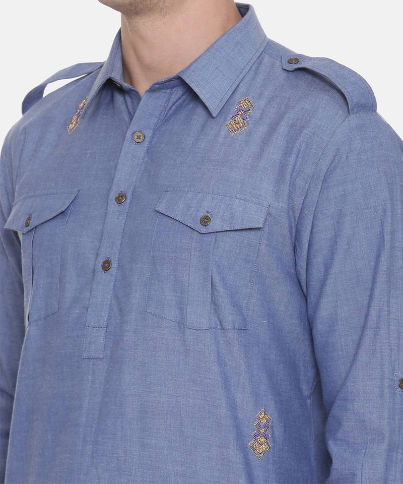 Pathani Blue Kurta Set