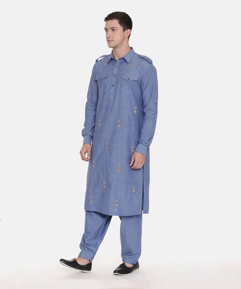 Pathani Blue Kurta Set