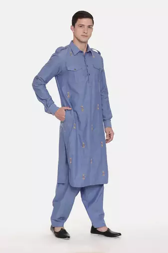 Pathani Blue Kurta Set