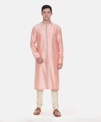 Silk Pink Embroidred Kurts Set 1