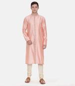 Silk Pink Embroidred Kurts Set