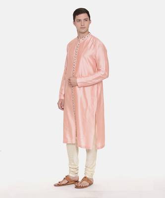 Silk Pink Embroidred Kurts Set 3
