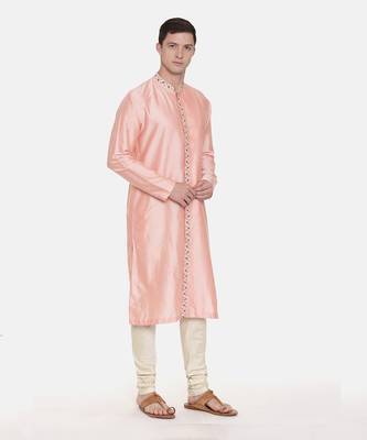 Silk Pink Embroidred Kurts Set 4