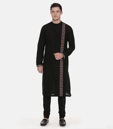 Black Silk Embroidered Kurta Set
