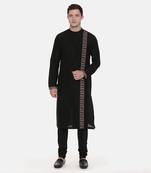 Black Silk Embroidered Kurta Set