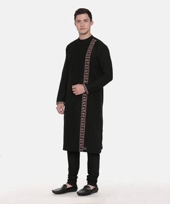 Black Silk Embroidered Kurta Set 3