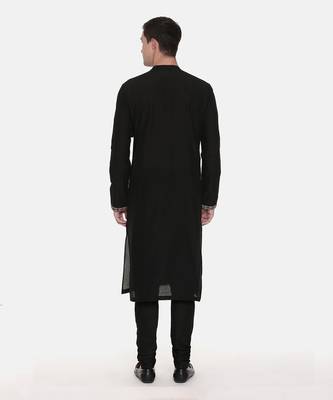 Black Silk Embroidered Kurta Set 5