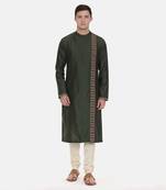 Green Silk Embroidered Kurta Set