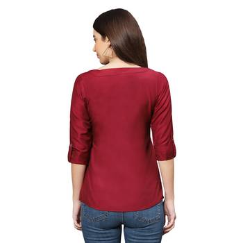 Maroon plain polyester tops 4