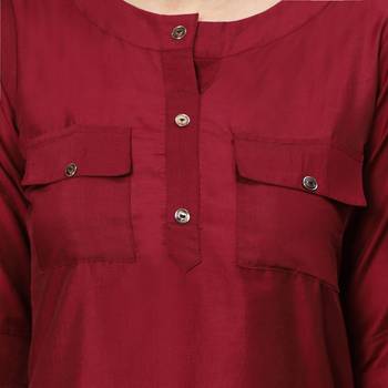Maroon plain polyester tops 5