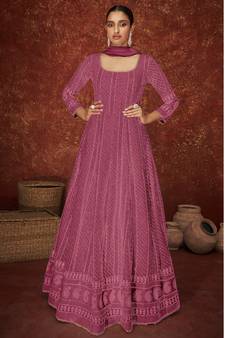 Faux Georgette Designer Party Wear Readymade Salwar Suit Suit With Designer Multy,Sequance Embroidery Work And Pink Dupatta