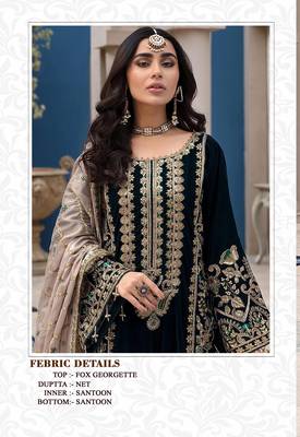 Black Designer Sequance,Thread Embroidery Work Faux Georgette unstitched wedding wear salwar suit 2