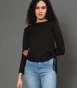 Black plain polyester crop-tops