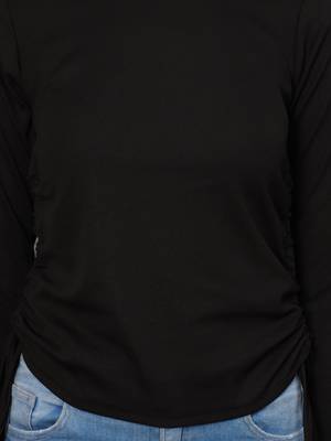 Black plain polyester crop-tops 5