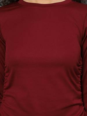 Maroon plain polyester crop-tops 5