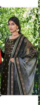 Black Wevon Jacquard Designer,Digital Printed Viscose Russian Silk unstitched Designer Plazzo silk salwar suit 2