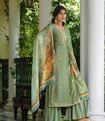 Pista Wevon Jacquard Designer,Digital Printed Viscose Russian Silk unstitched Designer Plazzo silk salwar suit