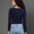 Blue plain polyester crop-tops