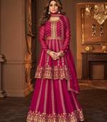 Pink  Designer Sequance Embroidery Work Georgette unstitched Designer Long Skirt -wear-salwar-kameez