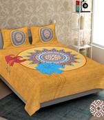 Jaipuri Sanganeri Prints Cotton Bed Sheet For Double Bed With Two Pillow Cover Size 90 x 100 Inch