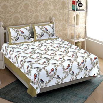 Jaipuri Sanganeri Prints Cotton Bed Sheet For Double Bed With Two Pillow Cover Size 90 x 100 Inch 1