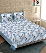 Jaipuri Sanganeri Prints Cotton Bed Sheet For Double Bed With Two Pillow Cover Size 90 x 100 Inch