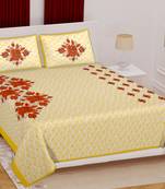 Jaipuri Sanganeri Prints Cotton Bed Sheet For Double Bed With Two Pillow Cover Size 90 x 100 Inch