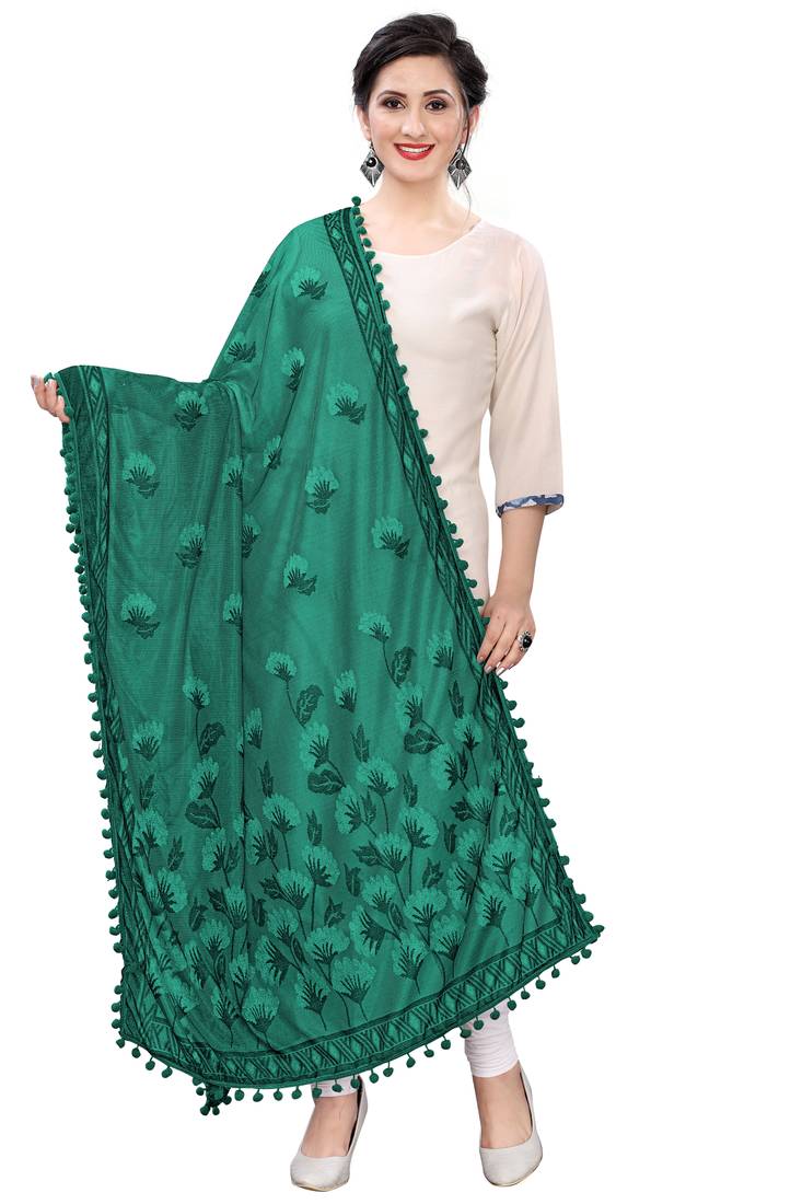 Green Poly Silk Jacqaurd Chunnis & Dupatta  (2.25 Meter)