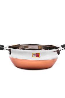 KCL Mina Stainless Steel Copper Bottom Kadai For Cooking & Serving   1 Unit   Capacity 2250 ML