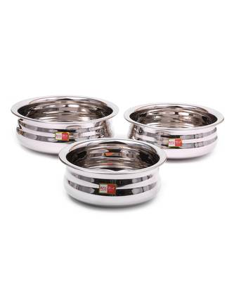 KCL Ringer Stainless Steel Handi Set For Serving and Cooking    Set of 3   Capacity 500 ML 1