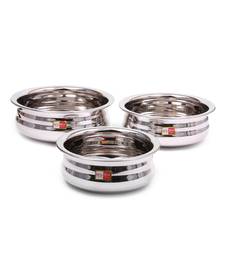 KCL Ringer Stainless Steel Handi Set For Serving and Cooking    Set of 3   Capacity 500 ML