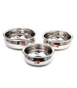 KCL Plain Stainless Steel Handi Set For Serving and Cooking    Set of 3    Capacity 500 ML