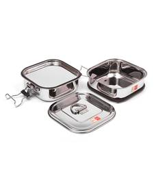 KCL Stainless Steel Leakproof Double Decker Lunch Box Small   1 Unit (2 Tier With Plate)