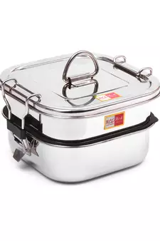 KCL Stainless Steel Leakproof Double Decker Lunch Box Small   1 Unit (2 Tier With Plate)