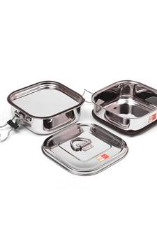 KCL Stainless Steel Leakproof Double Decker Lunch Box Big   1 Unit (2 Tier With Plate)